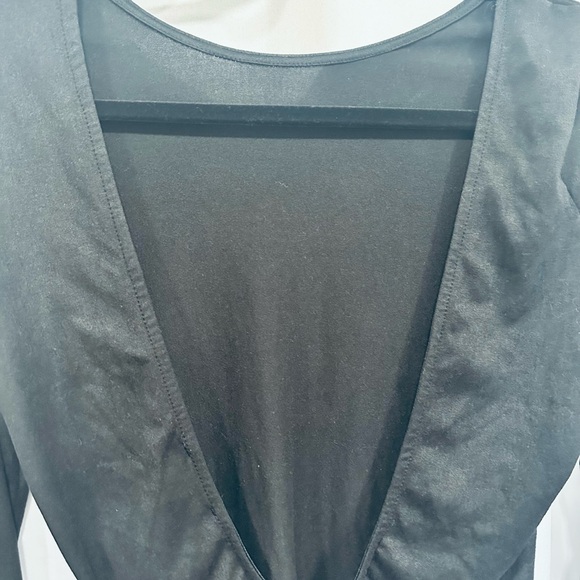 Black, Size med (fits like a small) long sleeve open scoop back bodysuit. - Picture 7 of 7
